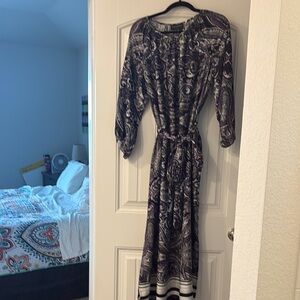 Elegant Black and Purple Paisley Dress